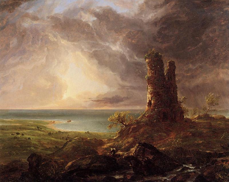 Thomas Cole Romantic Landscape with Ruined Tower China oil painting art